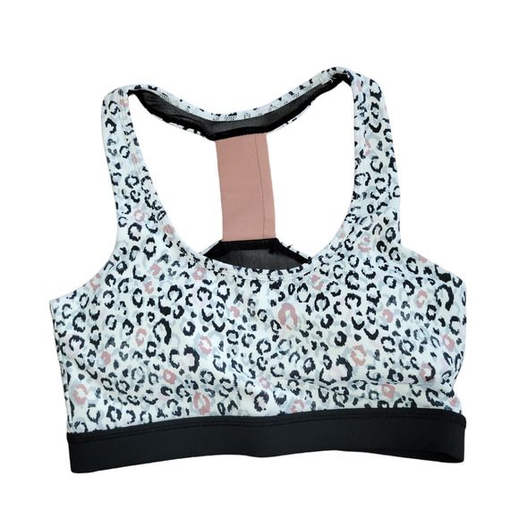 Mono B Sports Bra 2 Pack Gray Cheetah Racerback Scoopneck Sports Bra Women Sz S - Picture 6 of 6